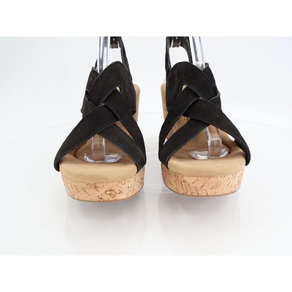 Clarks Giselle Flora Strappy Cork Wedge Heel Platform Sandals Black Size 10M - Picture 3 of 13